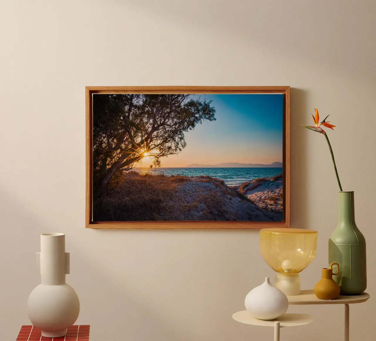 Tramonto a Kos con la stella del sole tela con Cornice a cassetta da Marcus Beckert | Fotografie