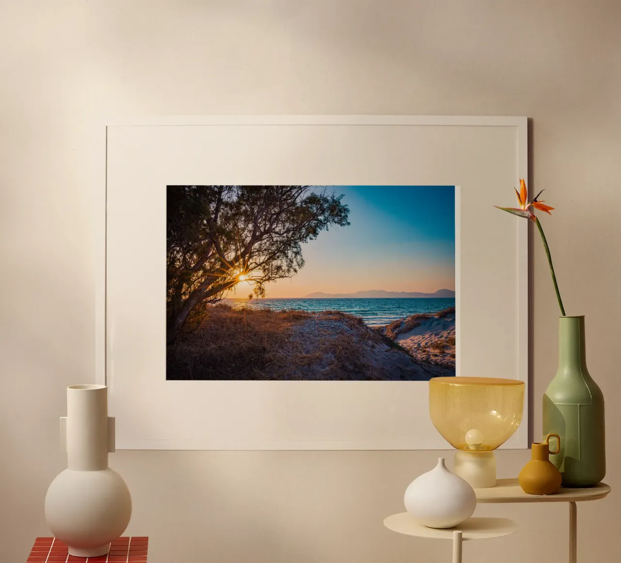 Tramonto a Kos con la stella del sole poster con telaio in alluminio da Marcus Beckert | Fotografie