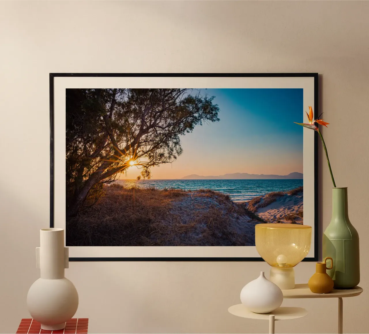 Tramonto a Kos con la stella del sole poster con telaio in alluminio da Marcus Beckert | Fotografie