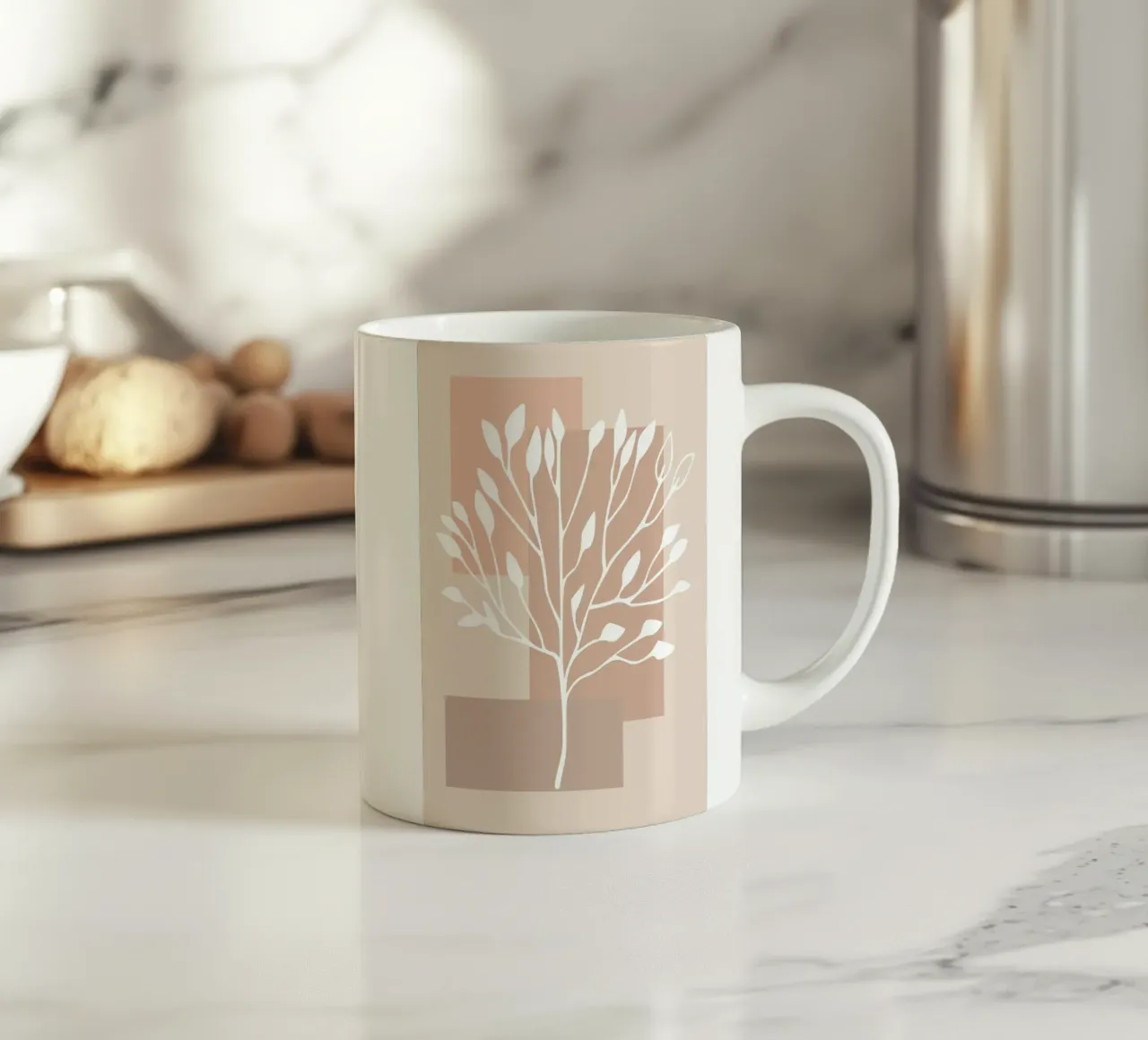 abstract pink white branch tazza in ceramica da vintageshop