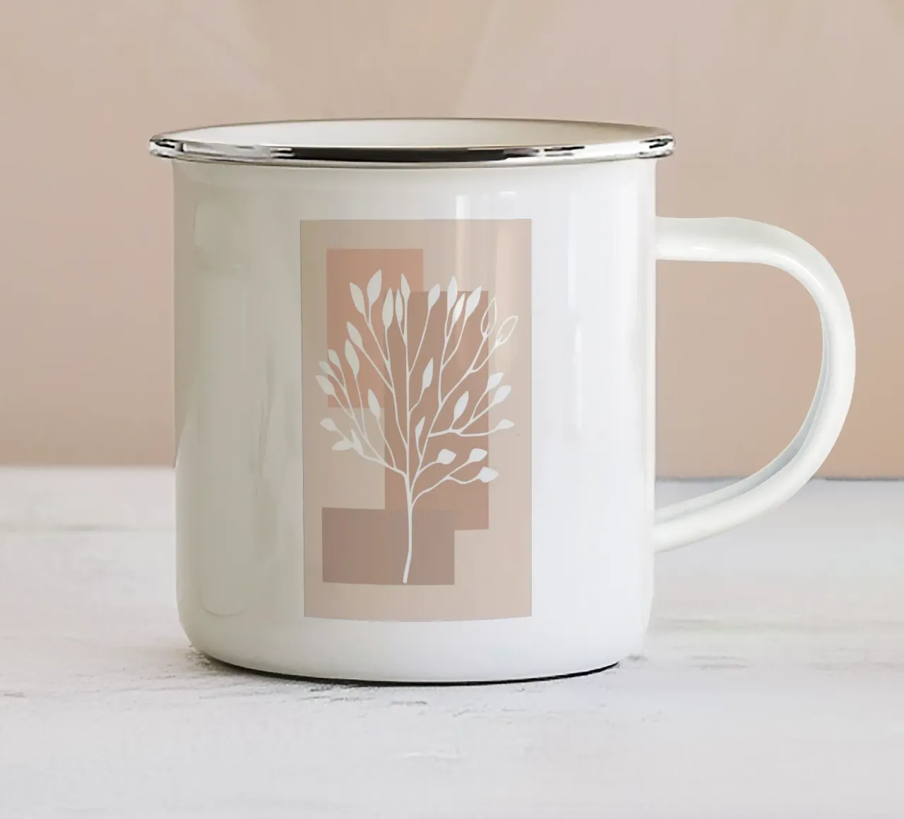 abstract pink white branch tazza in smalto da vintageshop