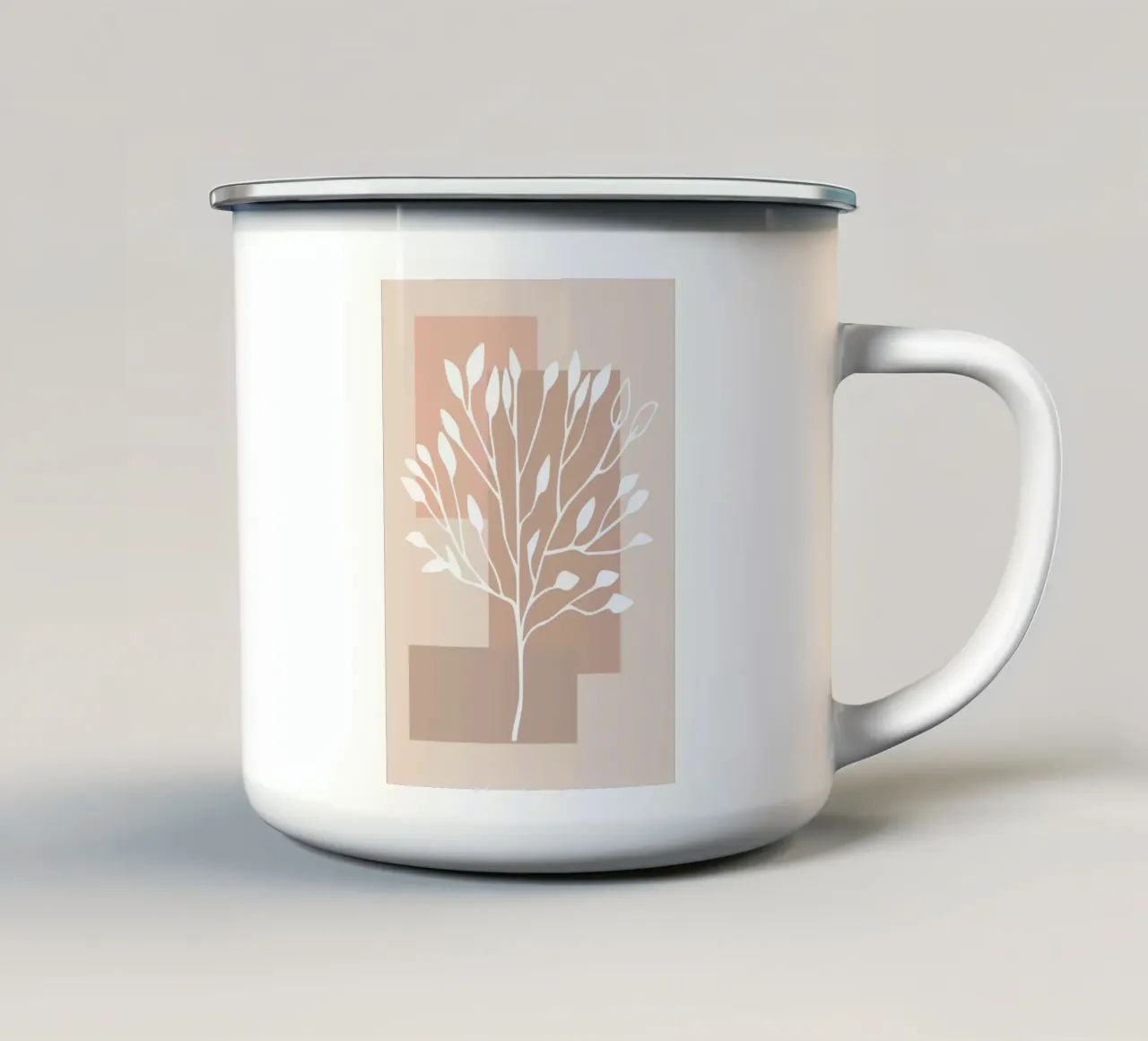 abstract pink white branch tazza in smalto da vintageshop