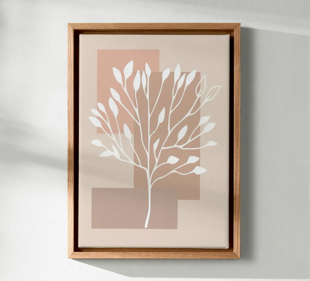 abstract pink white branch tela con Cornice a cassetta da vintageshop