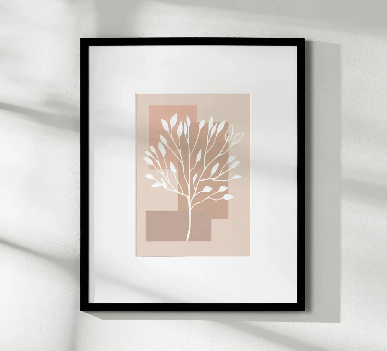 abstract pink white branch poster con telaio in legno da vintageshop