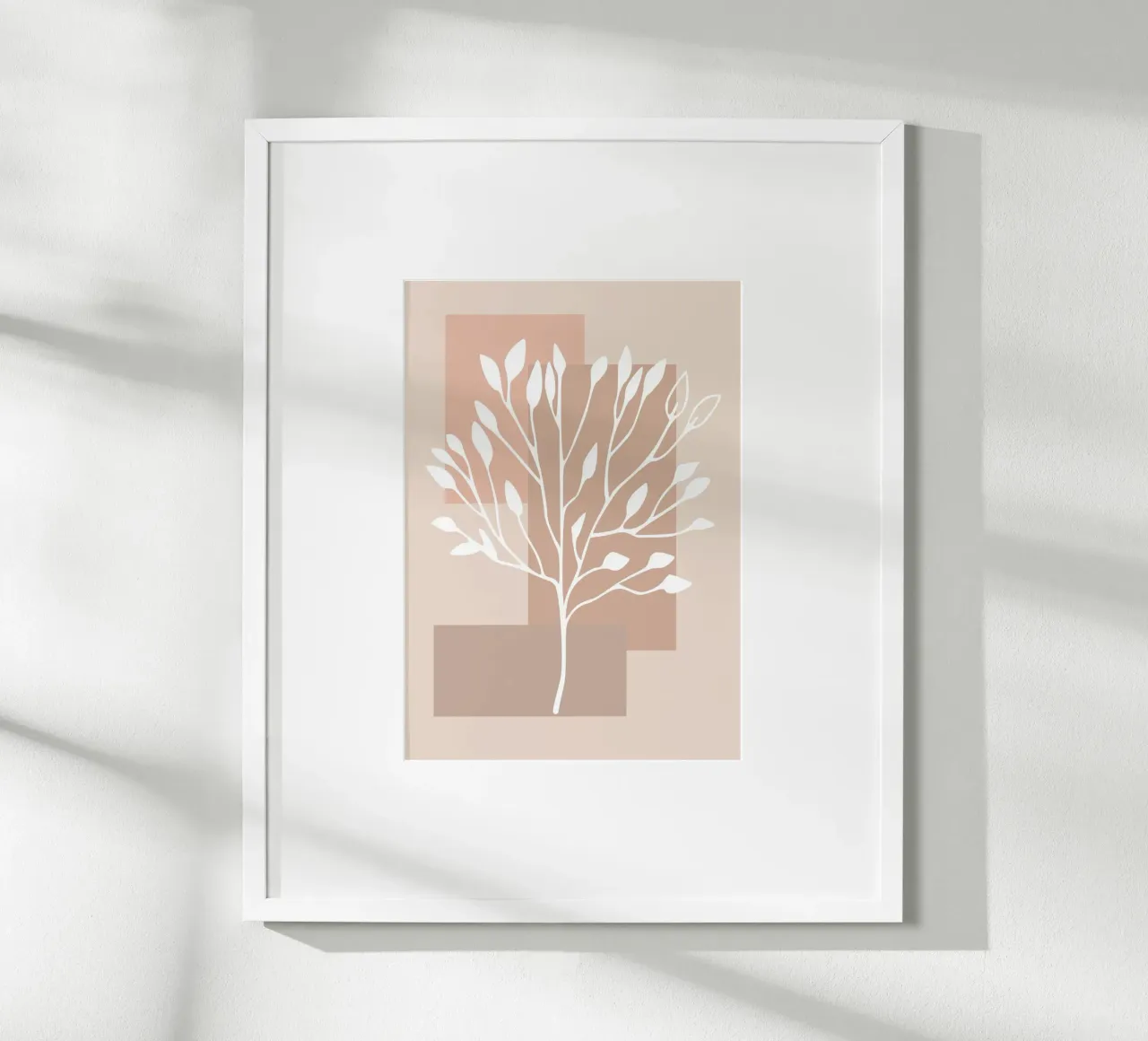 abstract pink white branch poster con telaio in legno da vintageshop