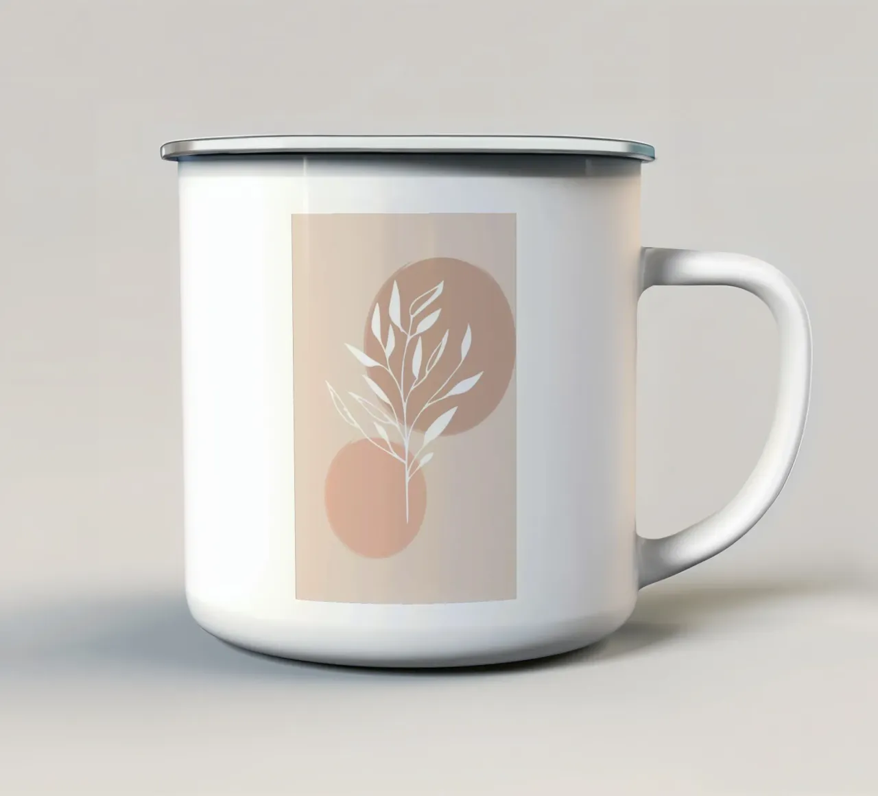 branch silhouette white abstract pink tazza in smalto da vintageshop