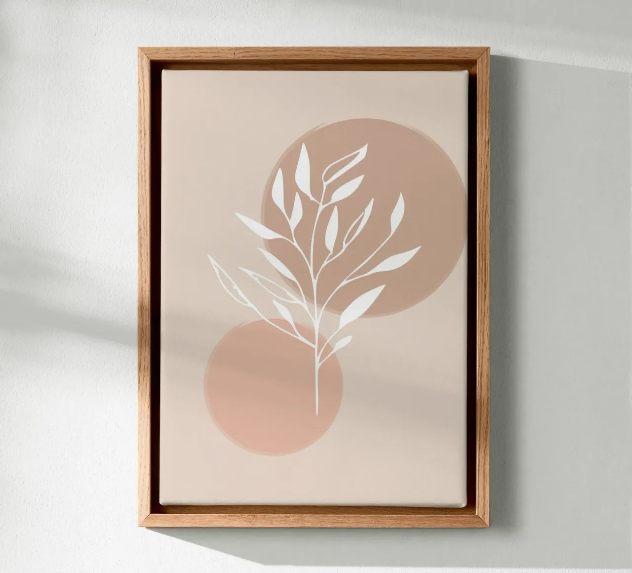 branch silhouette white abstract pink tela con Cornice a cassetta da vintageshop