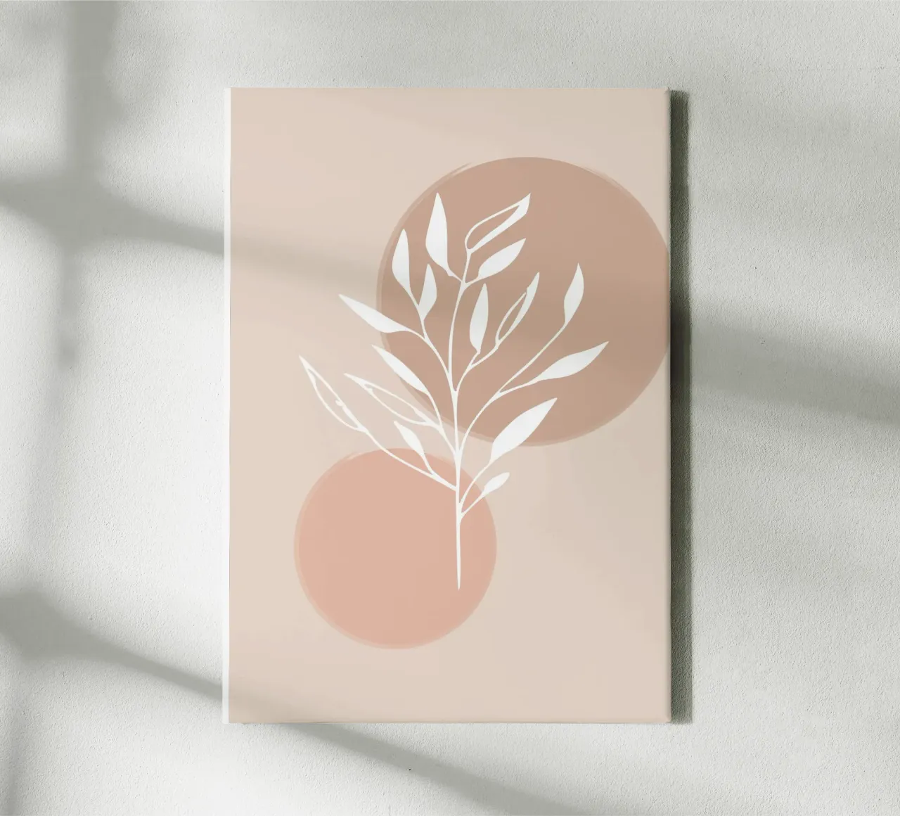 branch silhouette white abstract pink tela con Cornice a cassetta da vintageshop