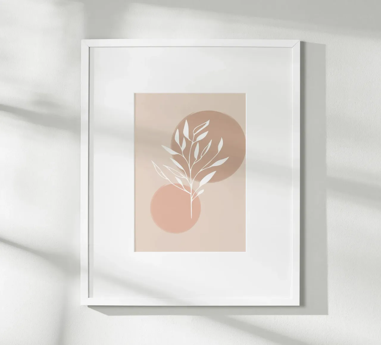 branch silhouette white abstract pink poster con telaio in legno da vintageshop