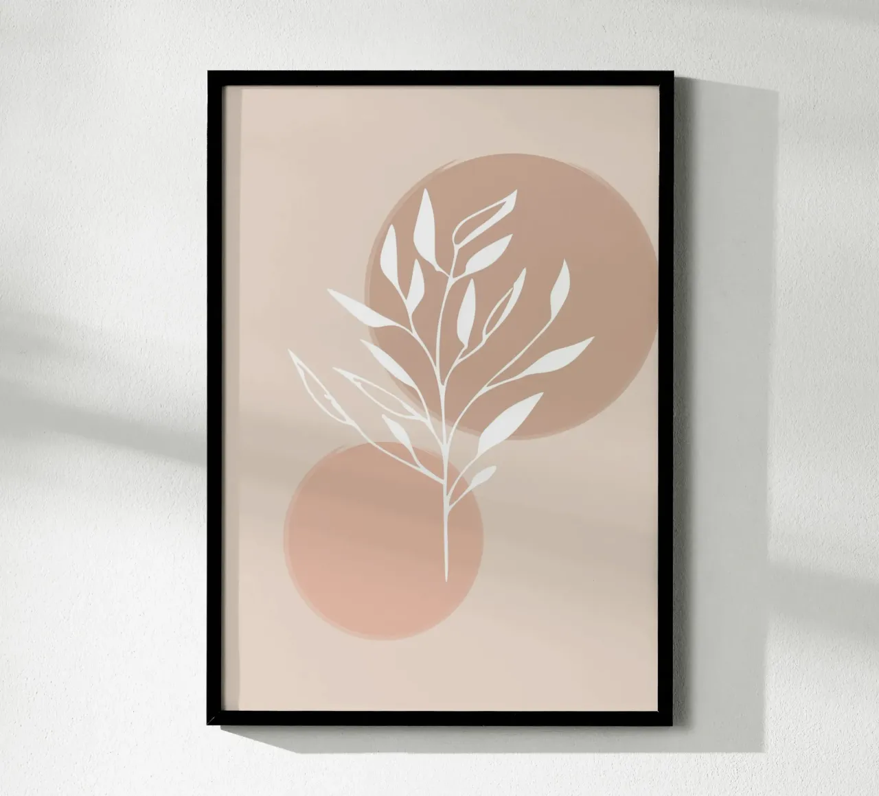 branch silhouette white abstract pink poster con telaio in legno da vintageshop