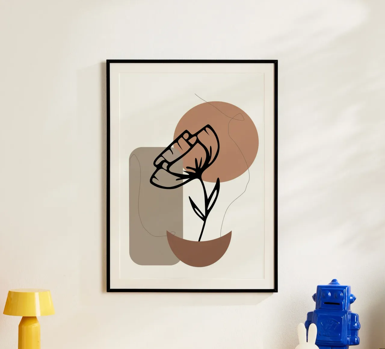 sole flower and half moon poster con telaio in alluminio da vintageshop