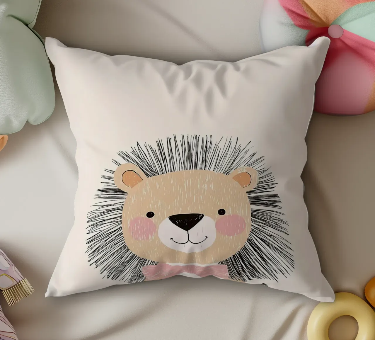 leone cartone animato animale arco semplice cuscino da Thomas Weber