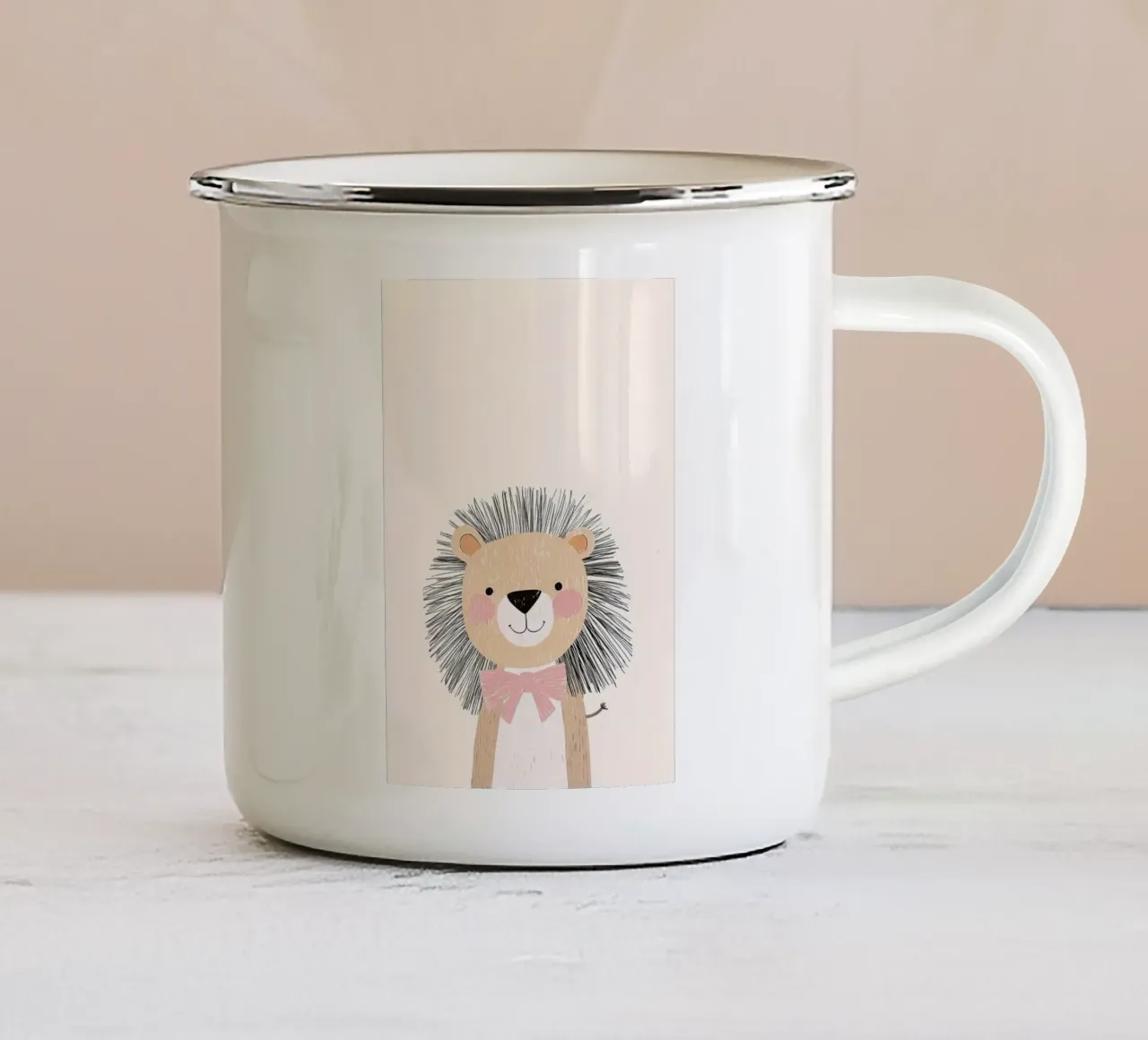 leone cartone animato animale arco semplice tazza in smalto da Thomas Weber