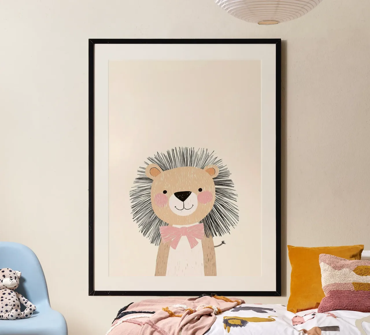 leone cartone animato animale arco semplice poster con telaio in alluminio da Thomas Weber