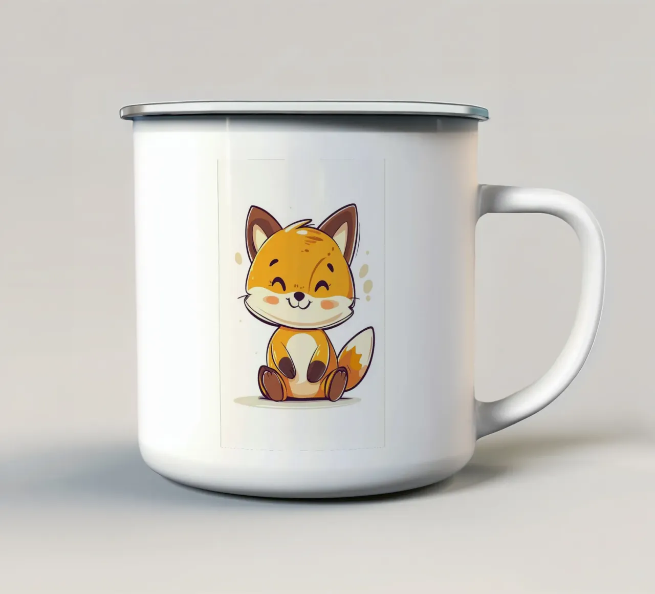 volpe cartone animato animale carino illustrazione tazza in smalto da Thomas Weber