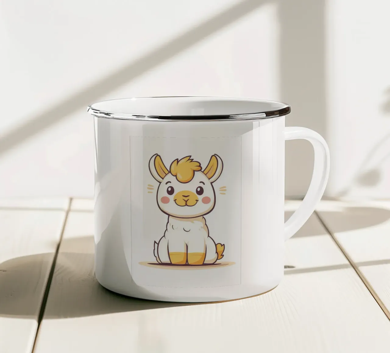 lama alpaca cartone animato animale carino tazza in smalto da Thomas Weber