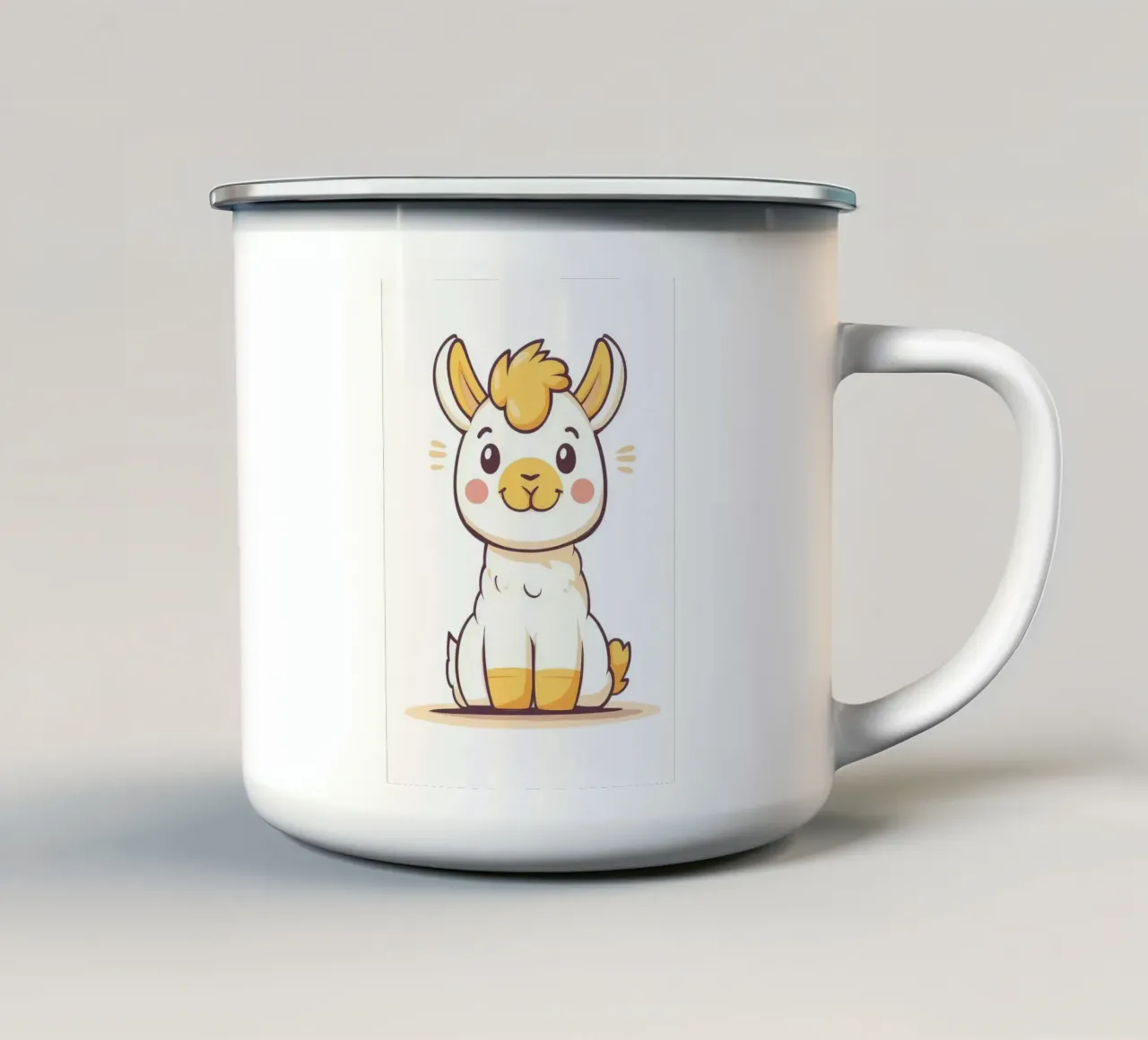 lama alpaca cartone animato animale carino tazza in smalto da Thomas Weber