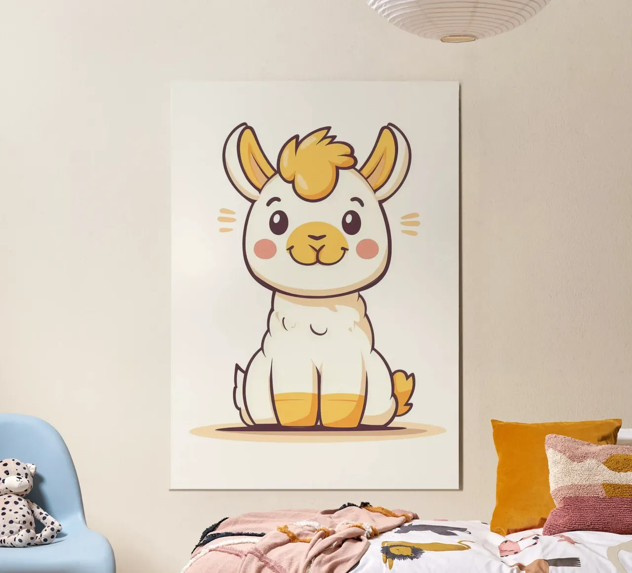 lama alpaca cartone animato animale carino poster con telaio in alluminio da Thomas Weber