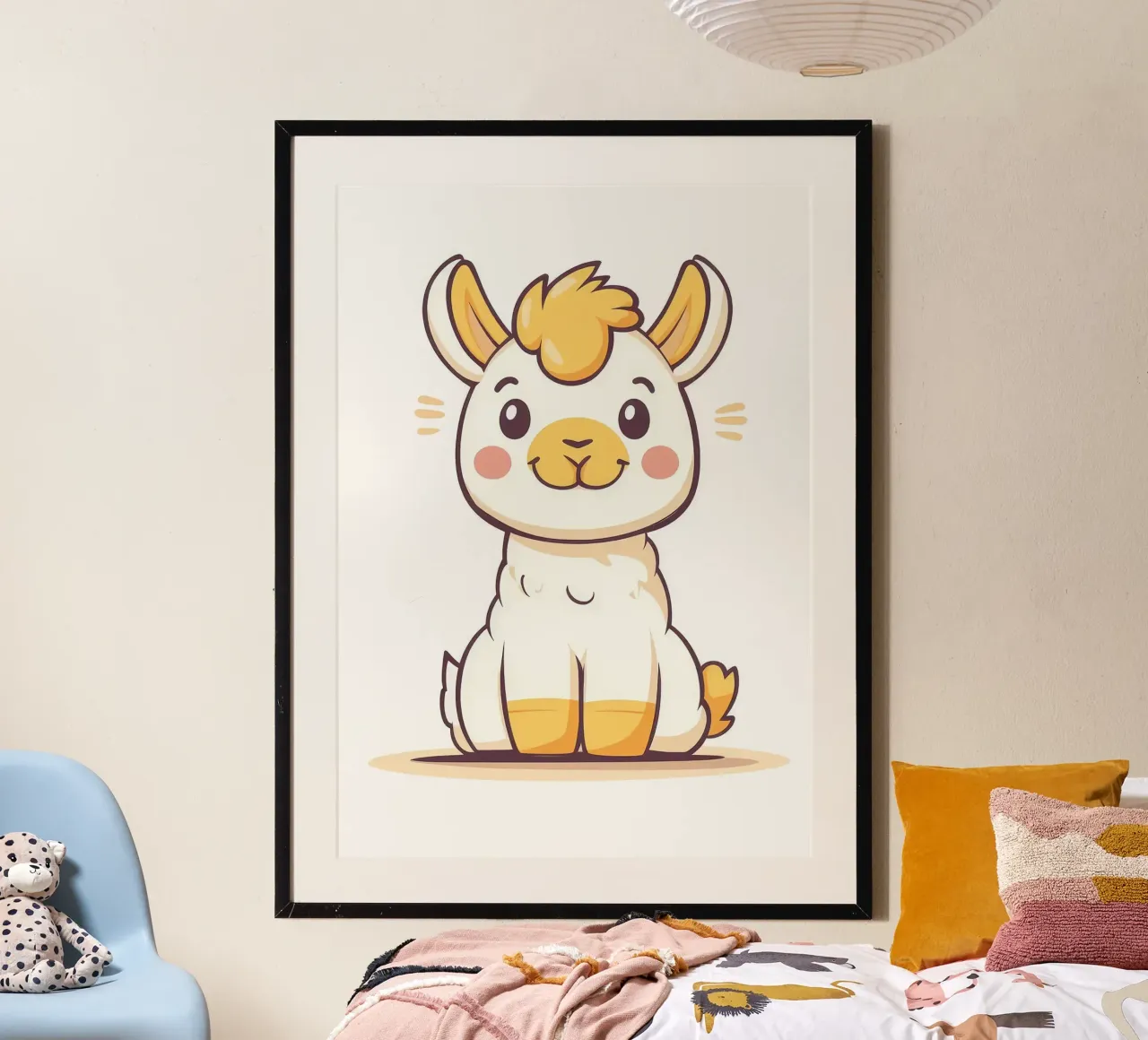 lama alpaca cartone animato animale carino poster con telaio in alluminio da Thomas Weber