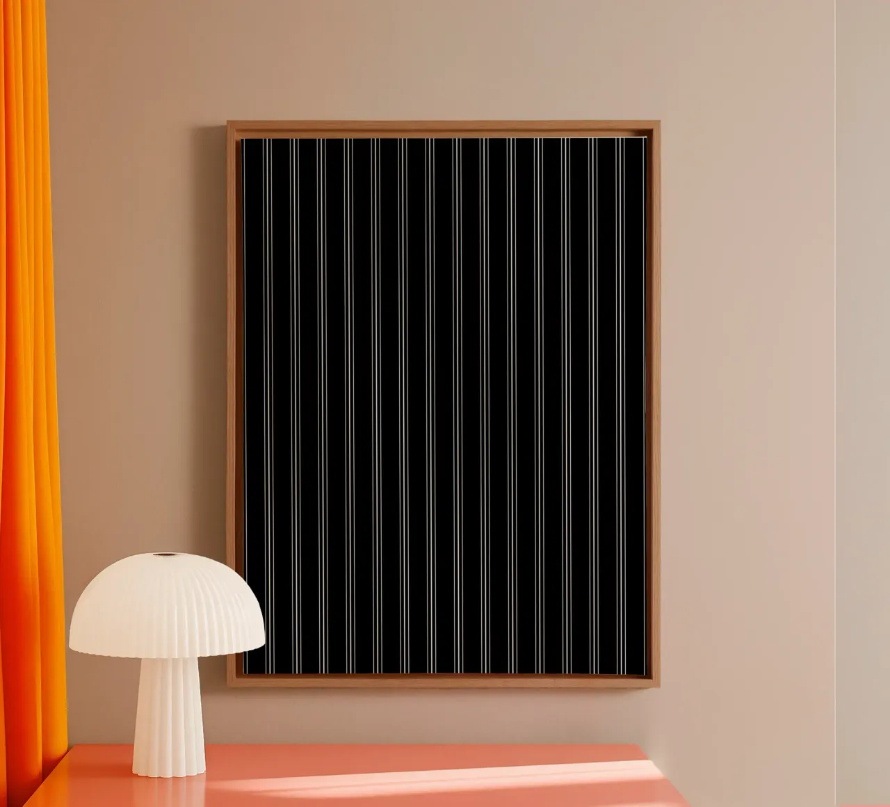 Minimal Classic Scandinavian Mixed Stripes | White on Black tela con Cornice a cassetta da Beauty in Simplicity