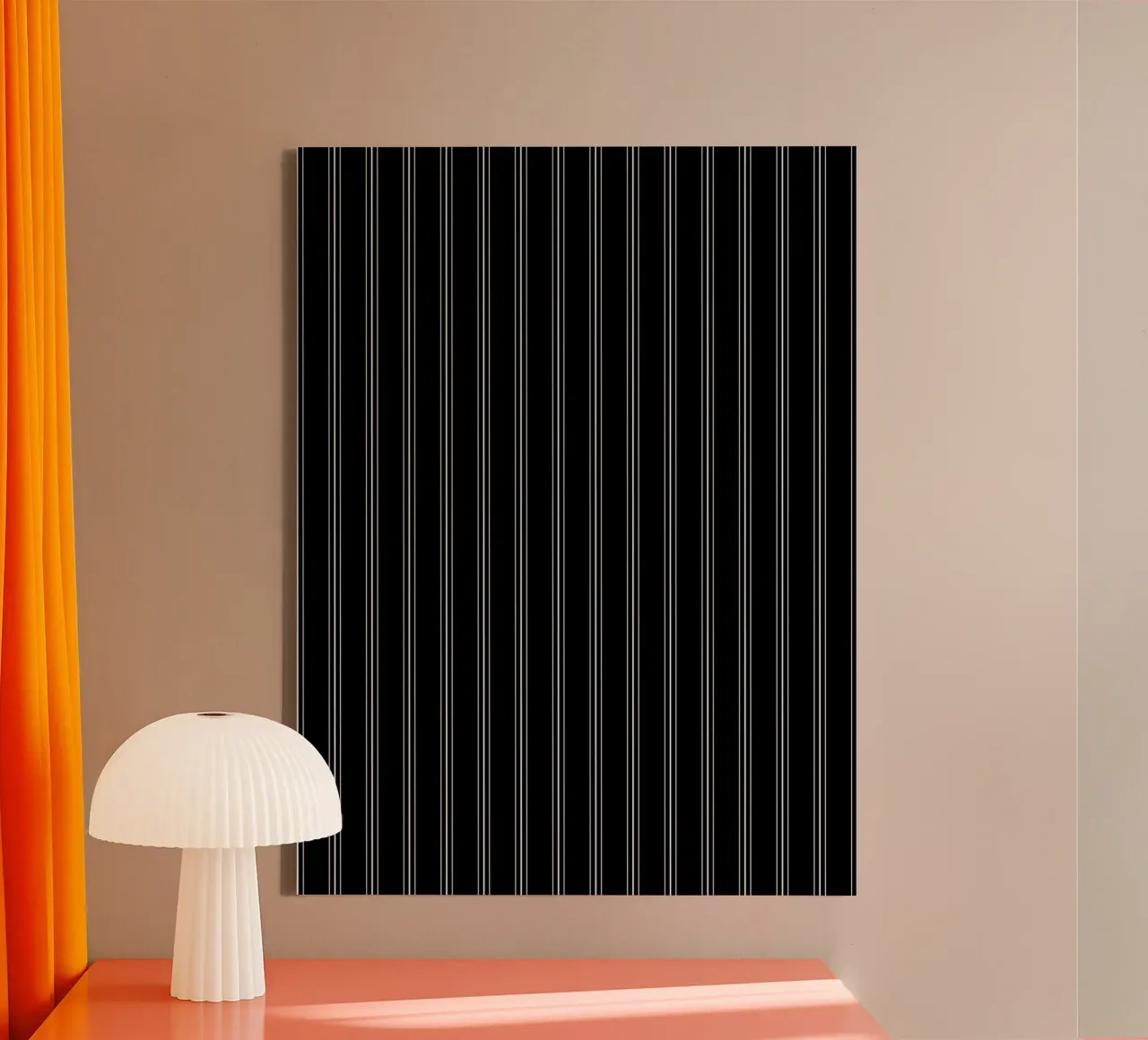 Minimal Classic Scandinavian Mixed Stripes | White on Black tela con Cornice a cassetta da Beauty in Simplicity