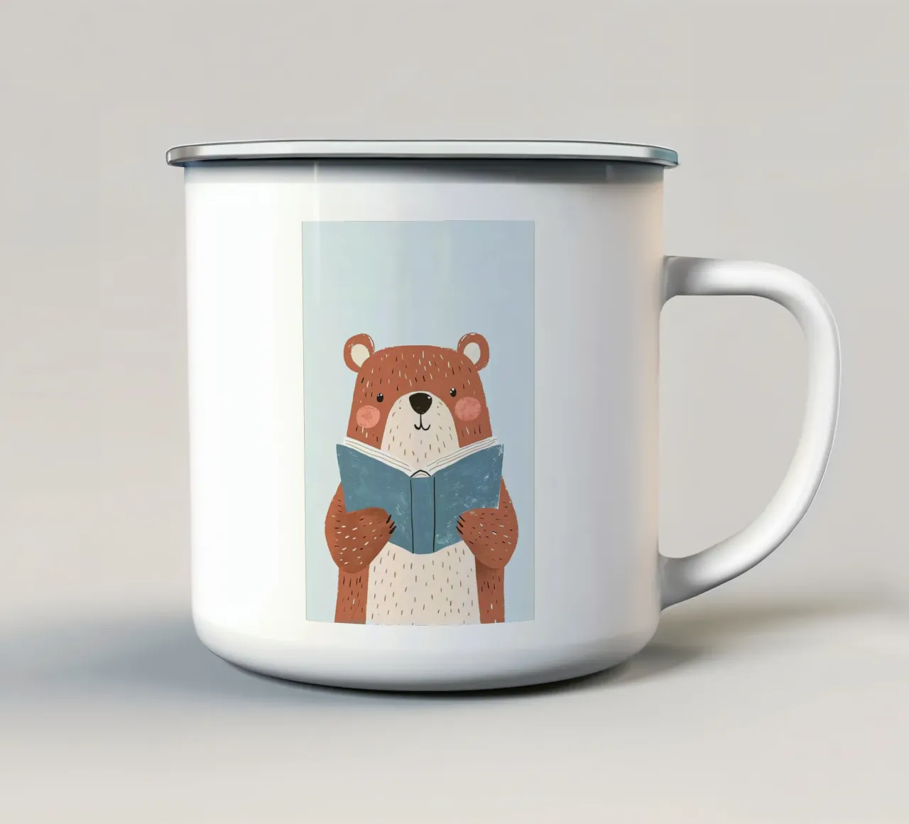 orso animale libro lettura cartone animato tazza in smalto da Thomas Weber
