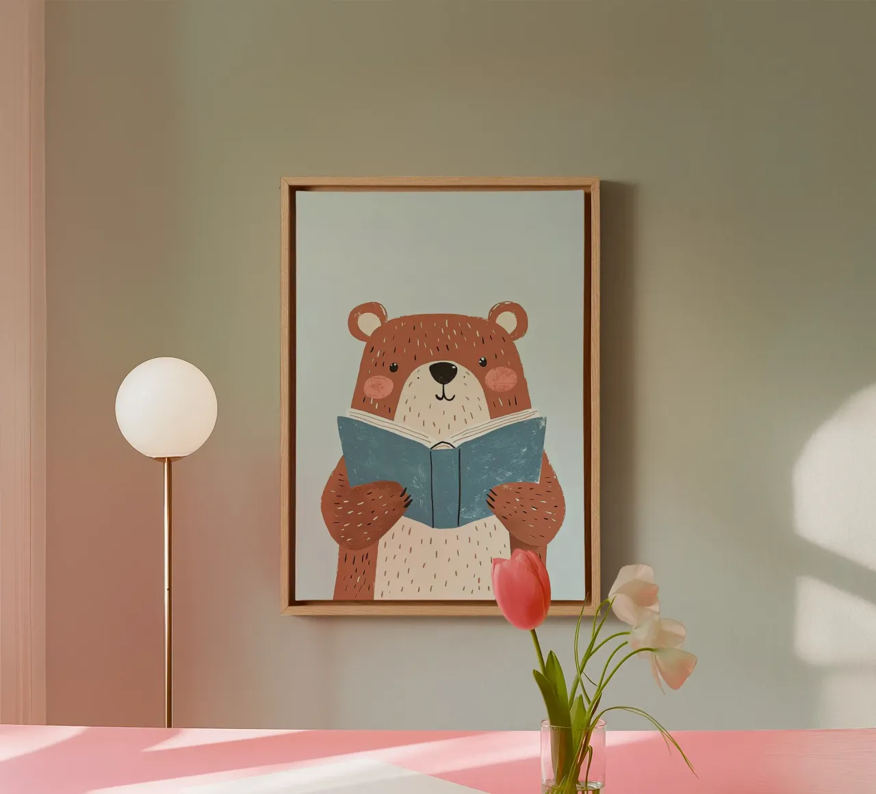 orso animale libro lettura cartone animato tela con Cornice a cassetta da Thomas Weber