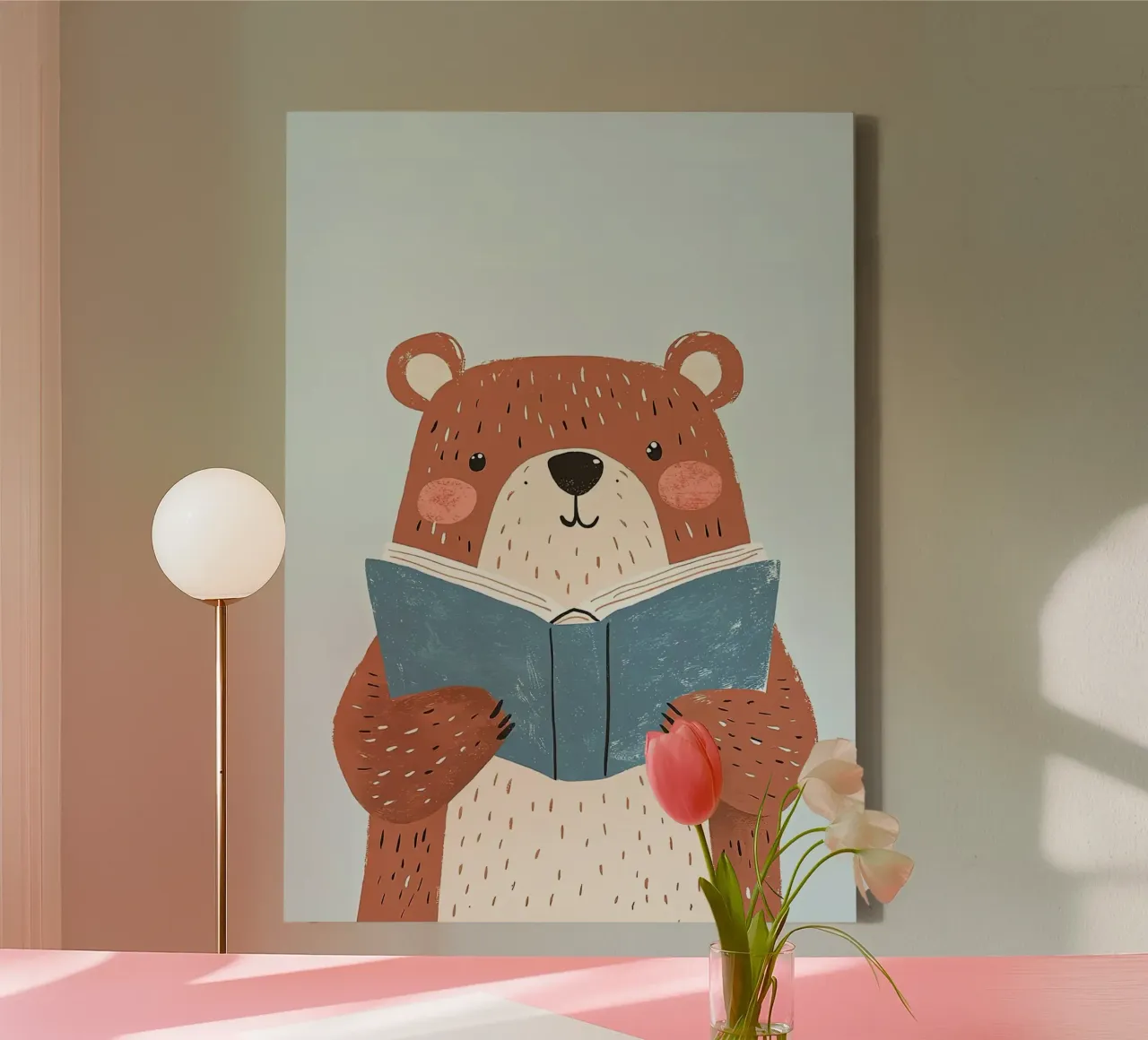 orso animale libro lettura cartone animato tela con Cornice a cassetta da Thomas Weber