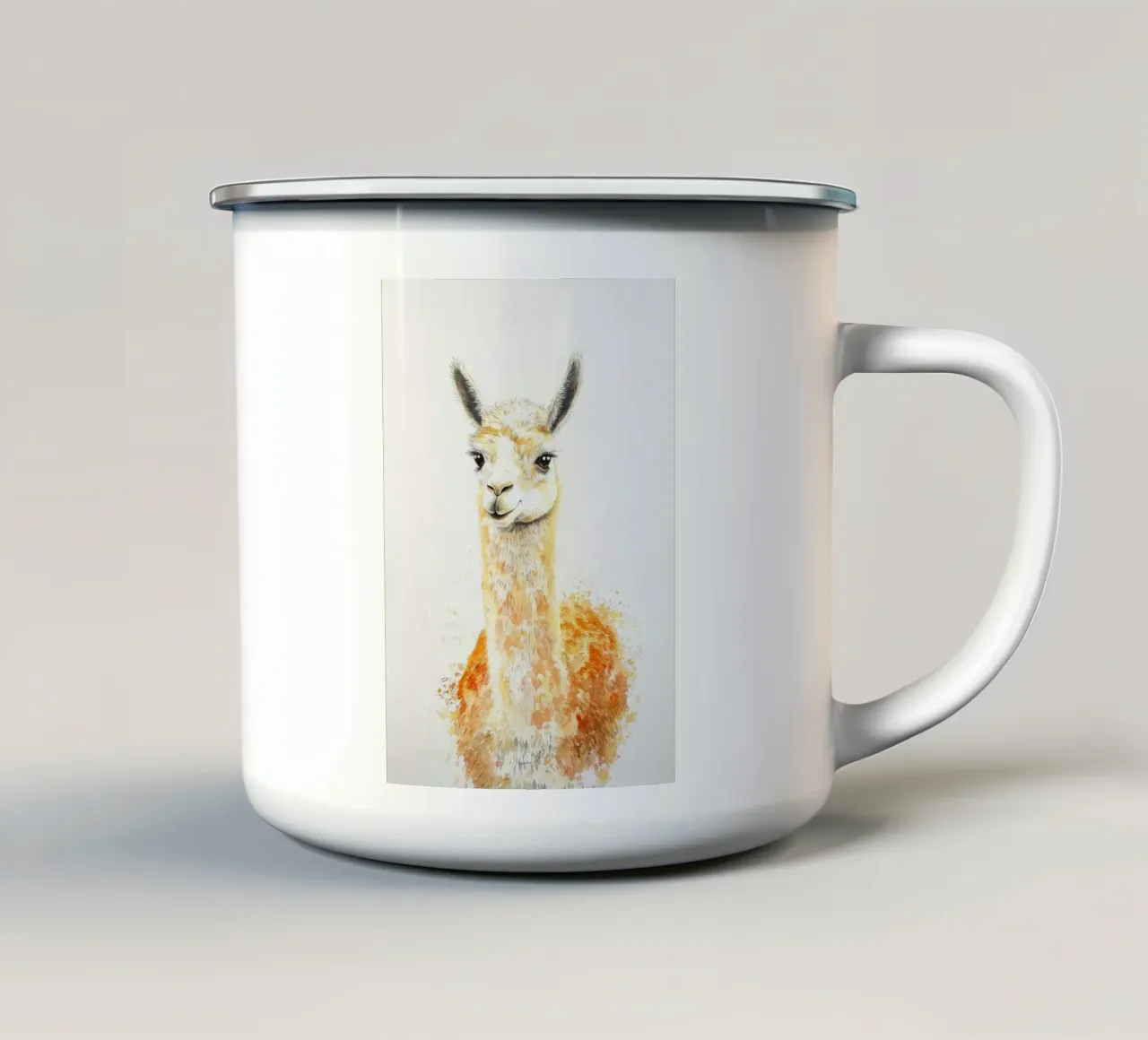 lama animale pelliccia orecchie occhi tazza in smalto da Thomas Weber