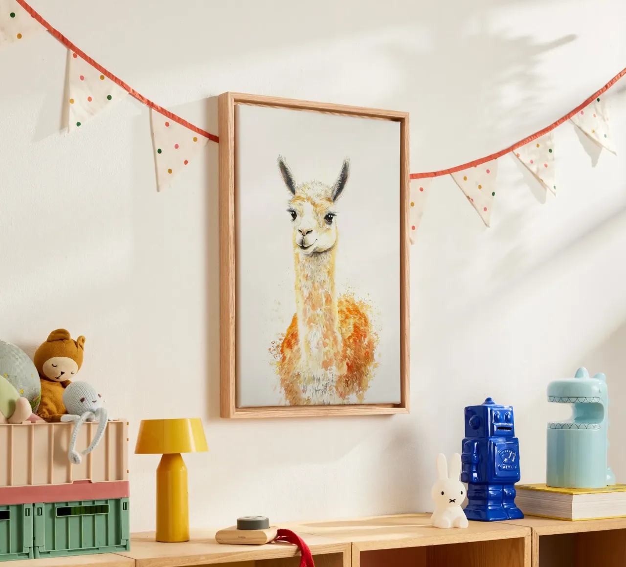 lama animale pelliccia orecchie occhi tela con Cornice a cassetta da Thomas Weber