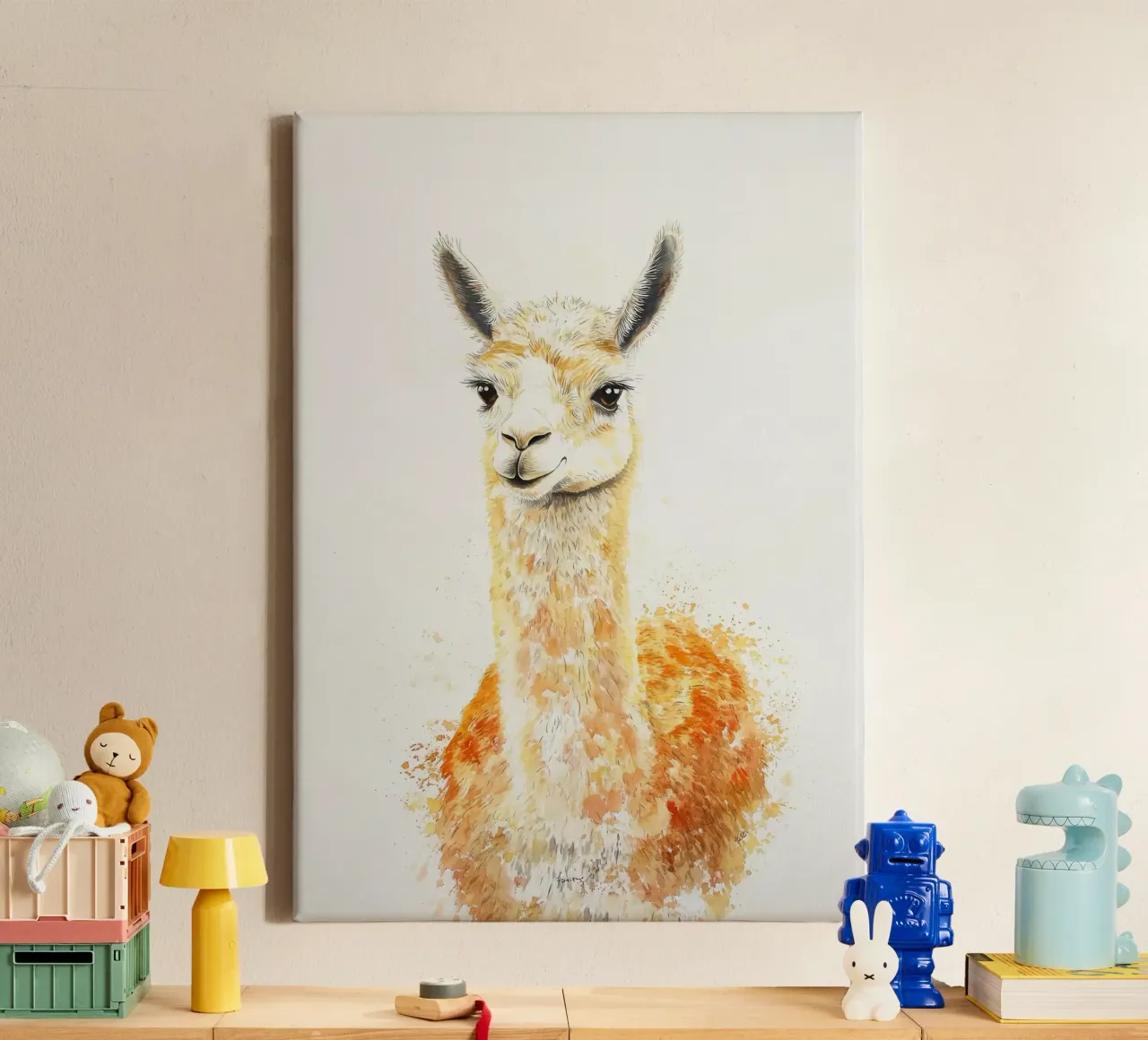 lama animale pelliccia orecchie occhi tela con Cornice a cassetta da Thomas Weber