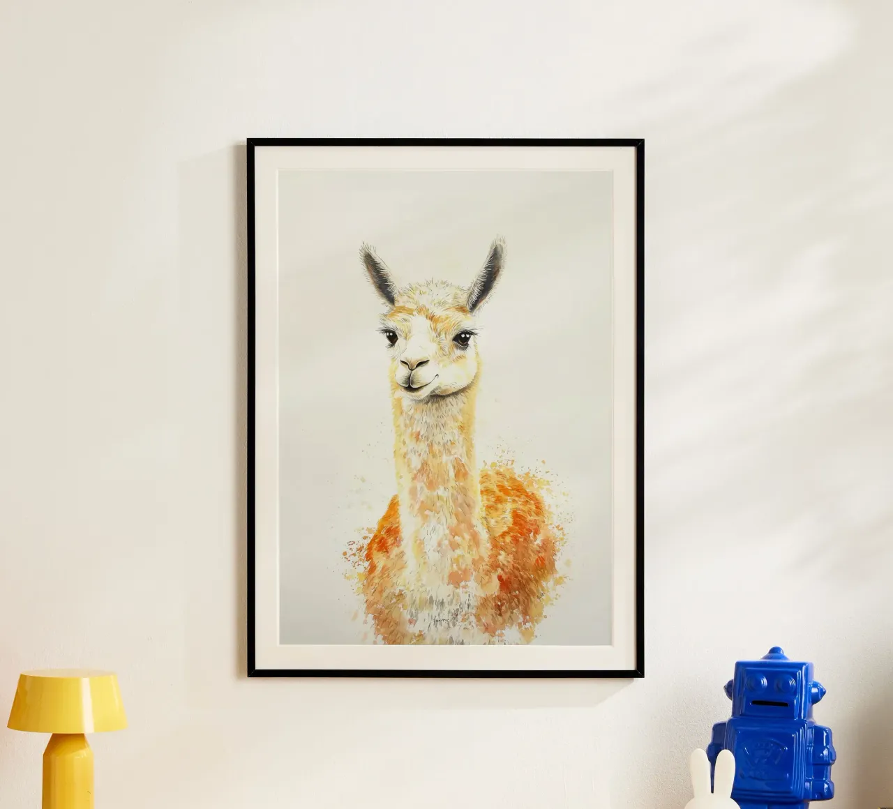 lama animale pelliccia orecchie occhi poster con telaio in plastica da Thomas Weber