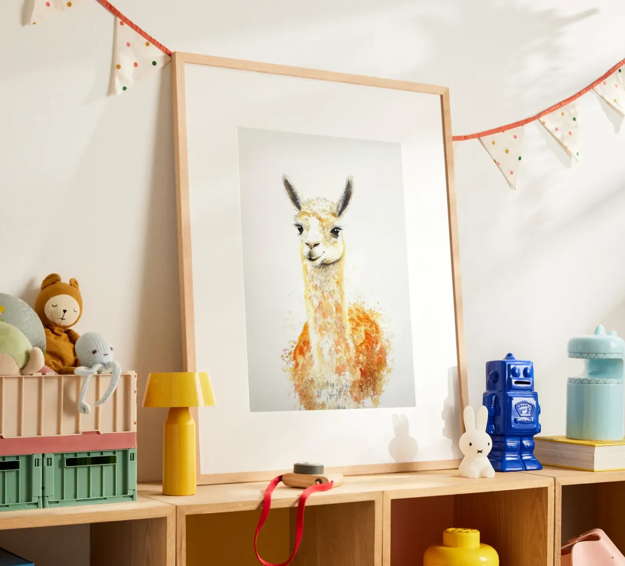 lama animale pelliccia orecchie occhi poster con telaio in plastica da Thomas Weber