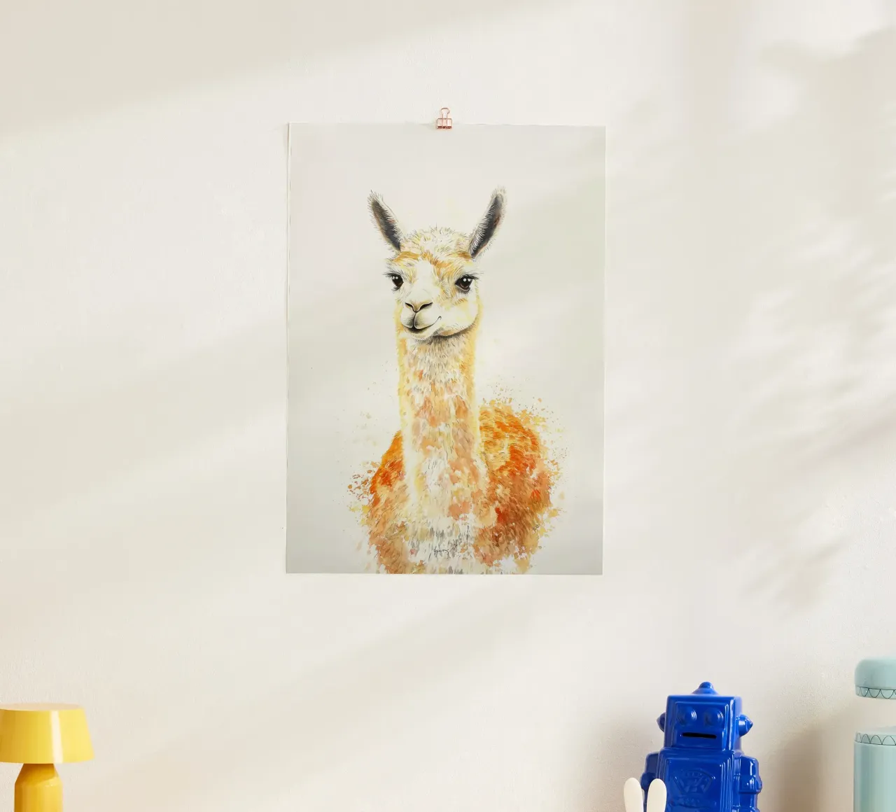 lama animale pelliccia orecchie occhi poster con telaio in plastica da Thomas Weber