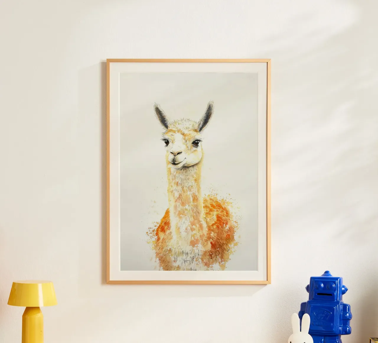 lama animale pelliccia orecchie occhi poster con telaio in plastica da Thomas Weber