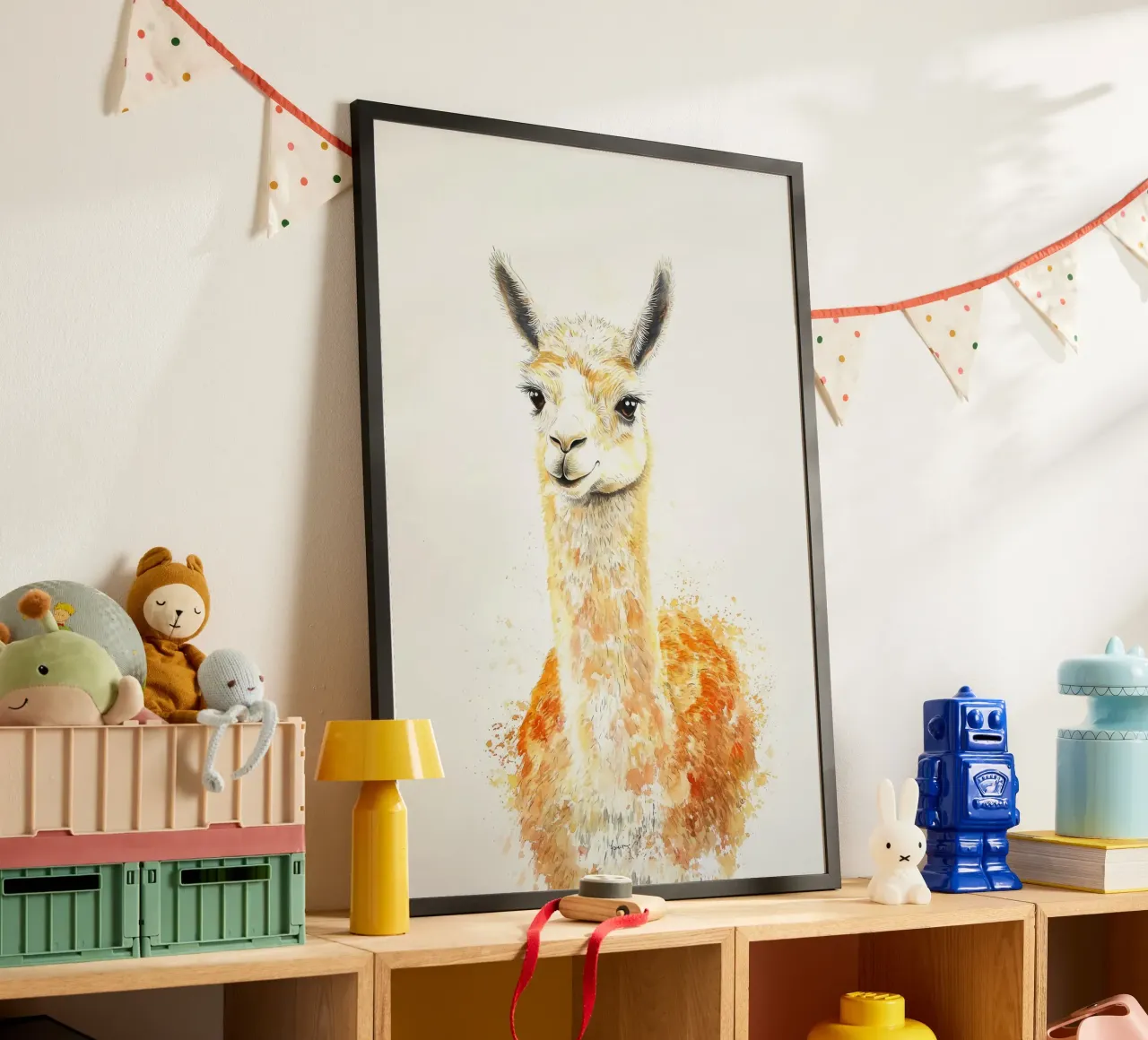 lama animale pelliccia orecchie occhi poster con telaio in plastica da Thomas Weber