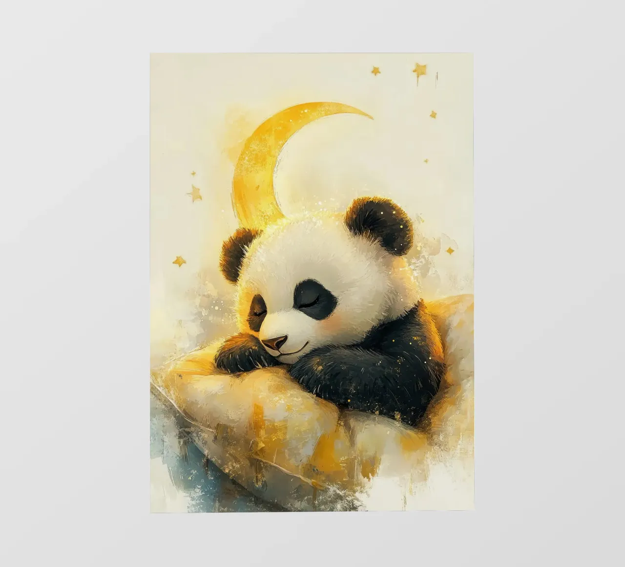 panda luna crescente cuscino stelle notte pellicola backlit da Thomas Weber