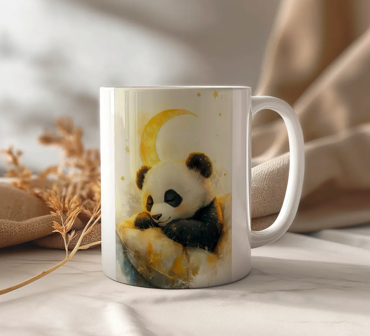 panda luna crescente cuscino stelle notte tazza in ceramica da Thomas Weber