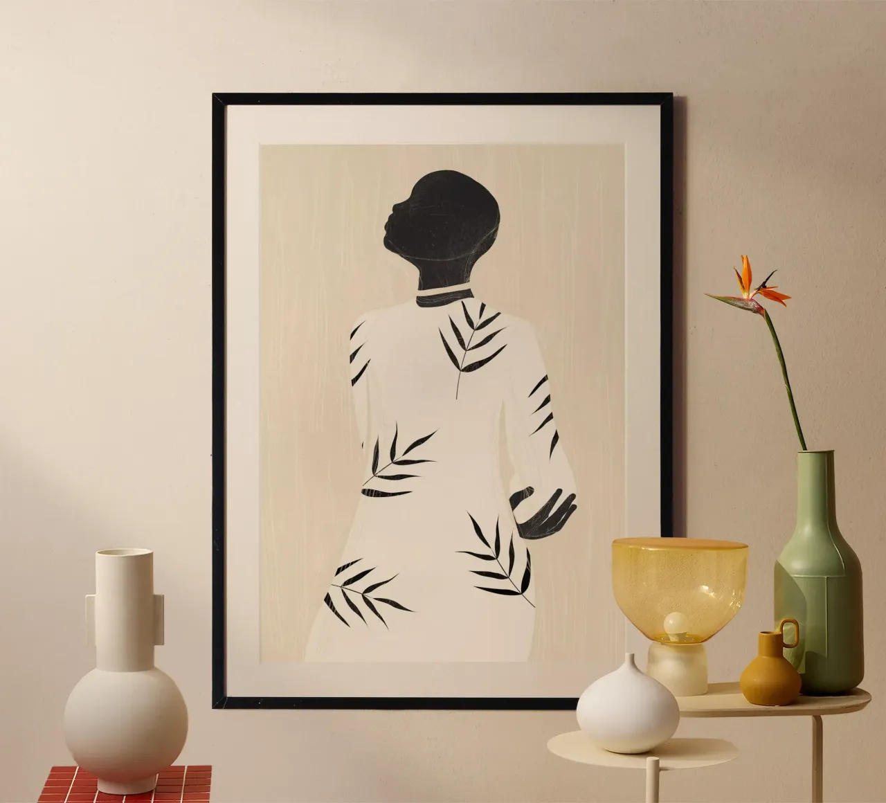 Ragazza tropicale astratta minimalista 5 poster con telaio in plastica da ThingDesign