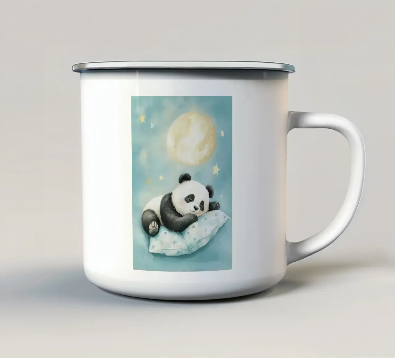 cuscino panda che dorme con le stelle della luna tazza in smalto da Thomas Weber