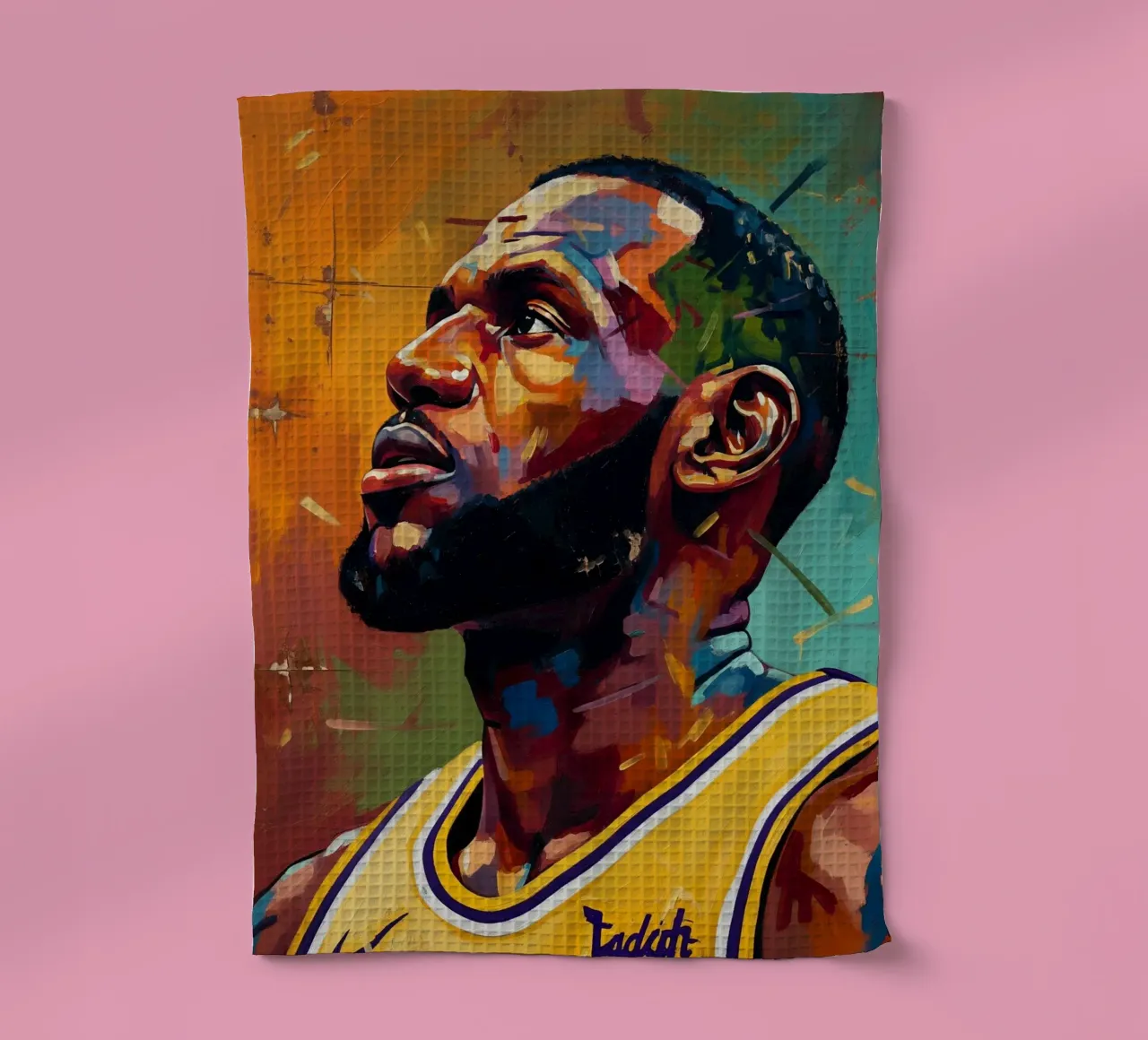 Lebron James art abstrait coloré torchon de Lembayung art