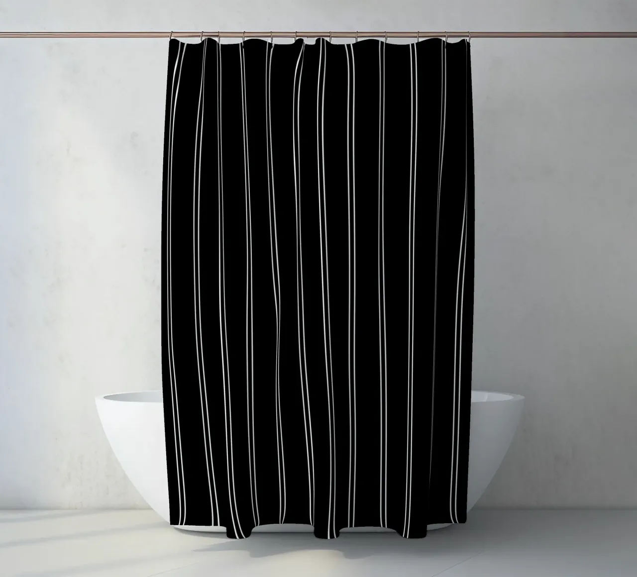 Minimal Basic Classic Doppie strisce bianche su nero tenda da doccia da Beauty in Simplicity