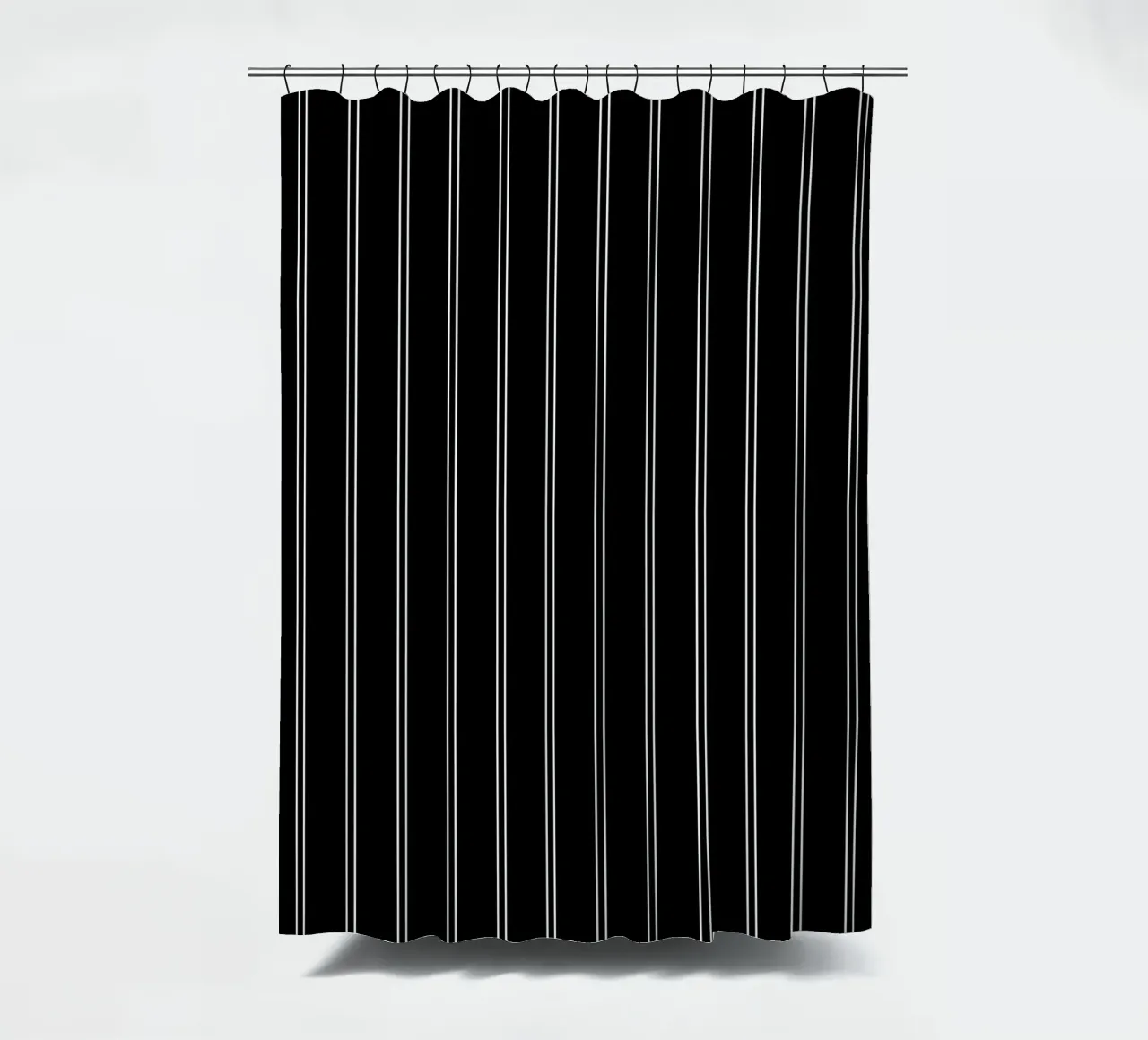 Minimal Basic Classic Doppie strisce bianche su nero tenda da doccia da Beauty in Simplicity