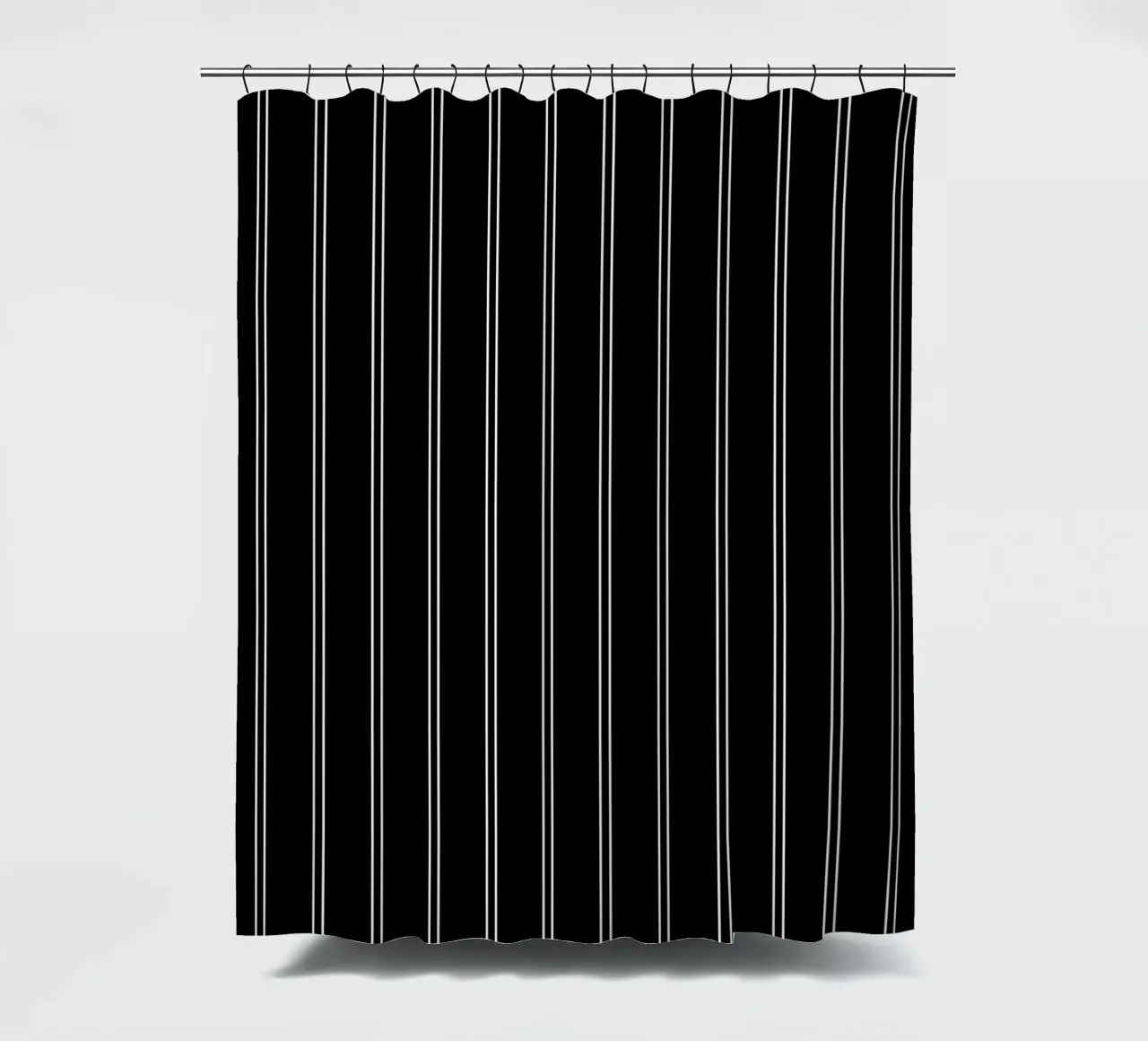 Minimal Basic Classic Doppie strisce bianche su nero tenda da doccia da Beauty in Simplicity