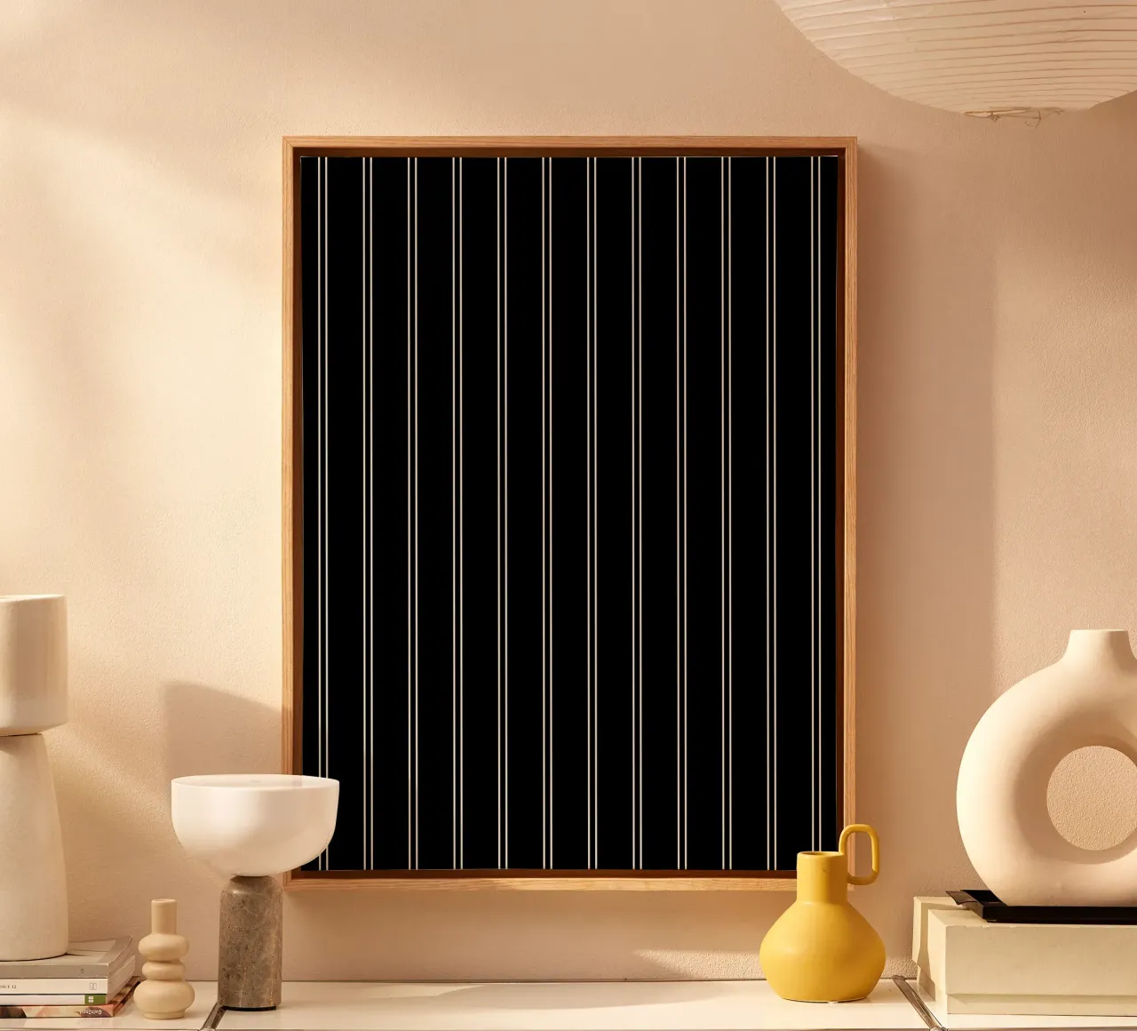 Minimal Basic Classic Doppie strisce bianche su nero tela da Beauty in Simplicity