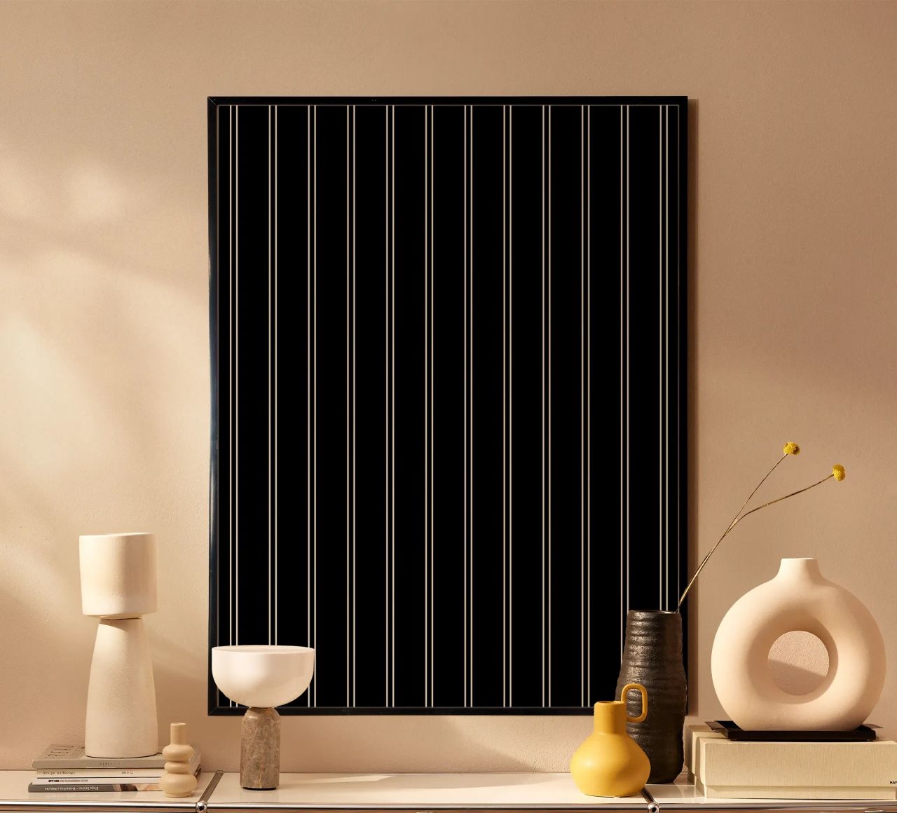 Minimal Basic Classic Doppie strisce bianche su nero poster da Beauty in Simplicity