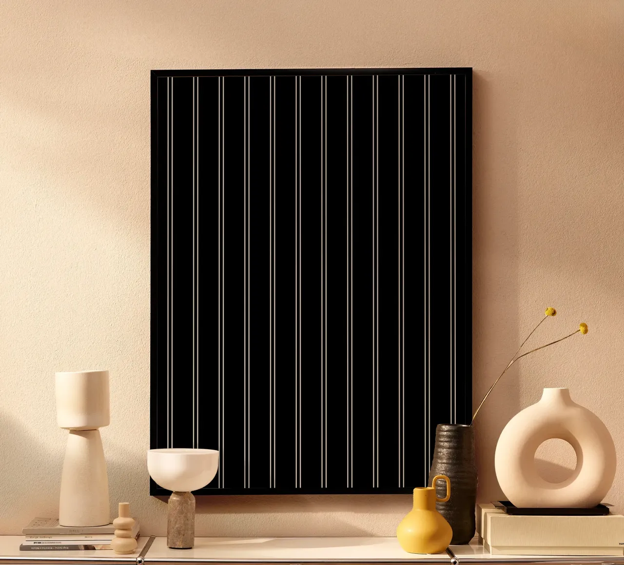 Minimal Basic Classic Doppie strisce bianche su nero poster da Beauty in Simplicity