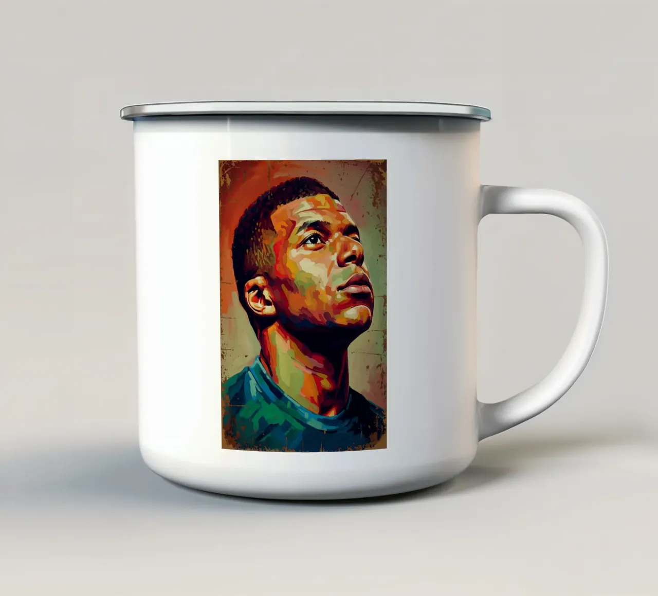 Kylian Mbappe abstracte kunst emaille mok van Lembayung art