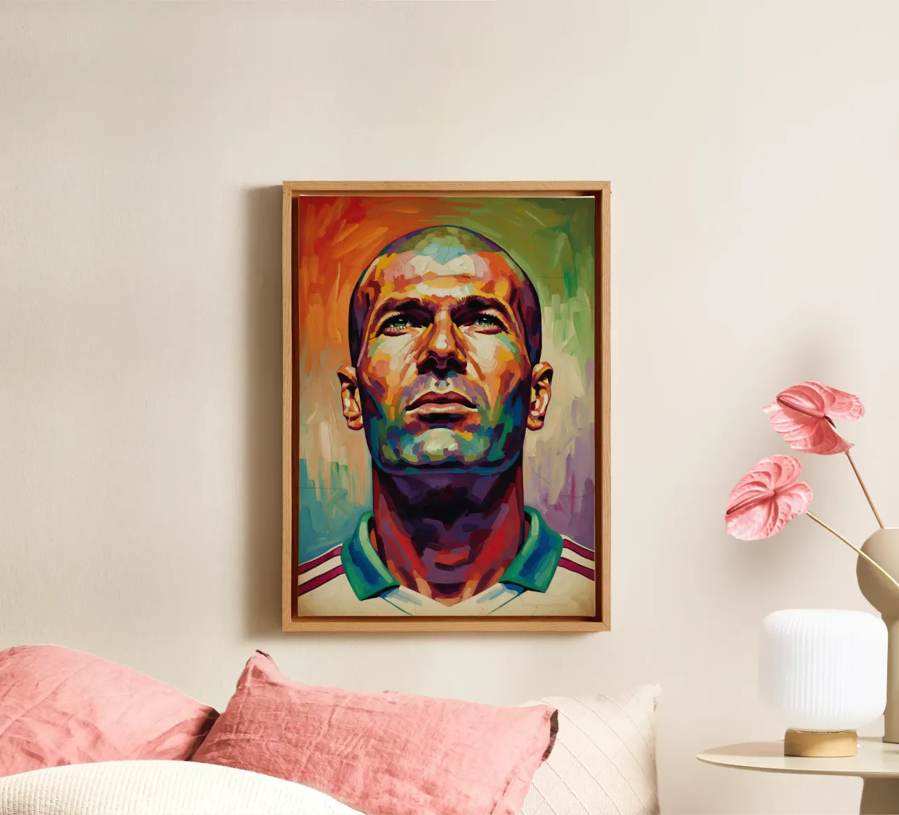 Zinedine Zidane abstracte kunst canvas met Baklijst van Lembayung art
