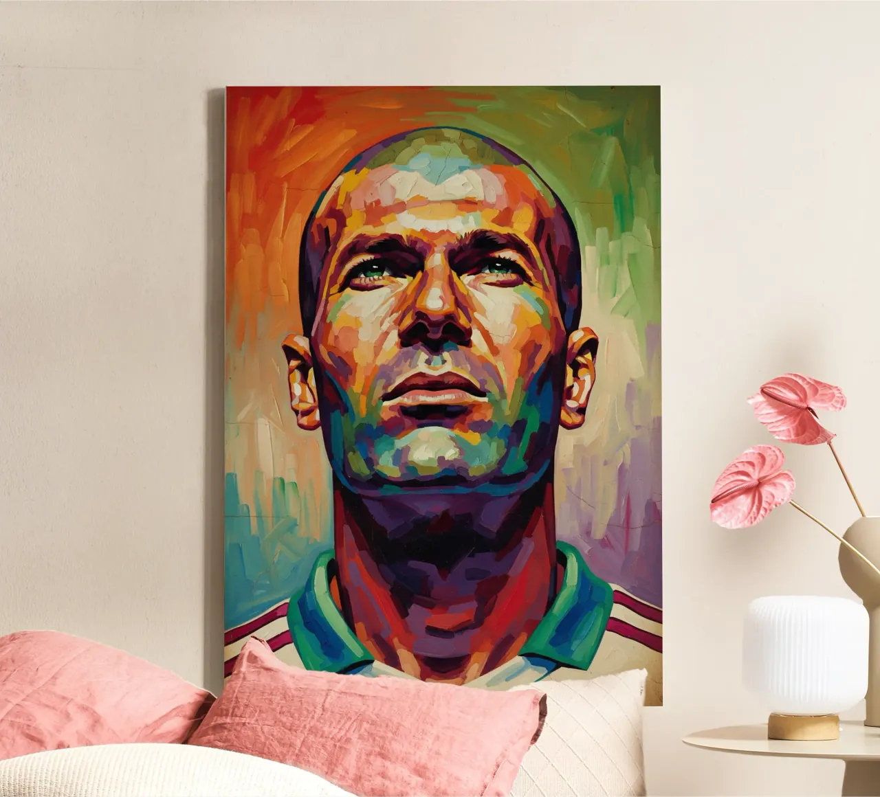 Zinedine Zidane abstracte kunst canvas met Baklijst van Lembayung art